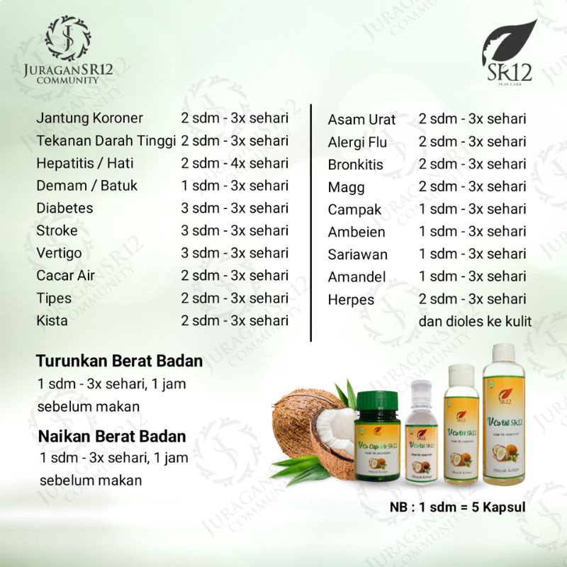 IMUN BOOSTER !! VCO MINYAK KELAPA MURNI SR12 / VICO VIRGIN COCONUT OIL 100ml