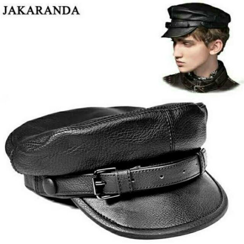 Topi Pilot Ring Kulit Domba Asli