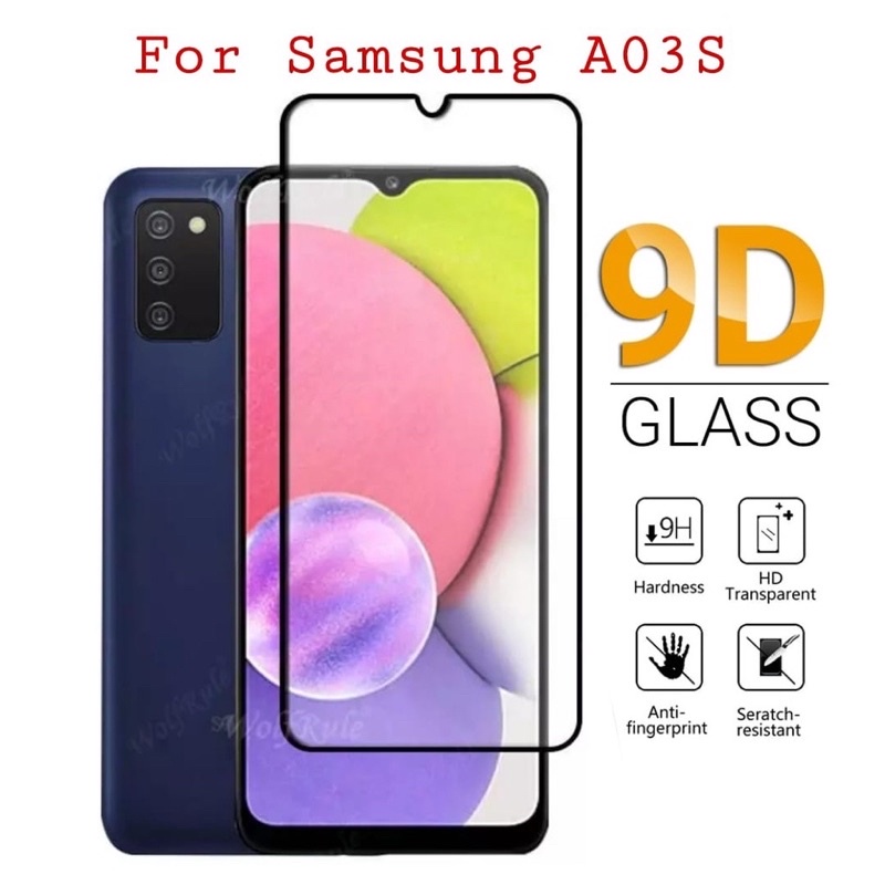 Tempered Glass Full Lem Anti Gores Kaca 9D Samsung Galaxy A03S New