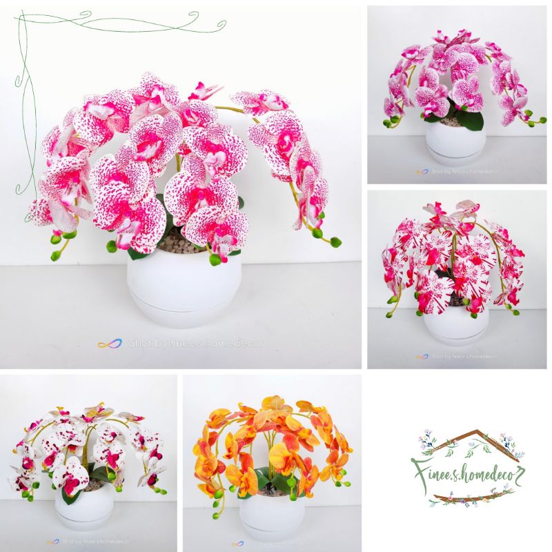 ANGGREK LATEX PREMIUM CABANG 4 - bunga artificial Sudut anggrek palsu plastik orchid pink ungu tutul