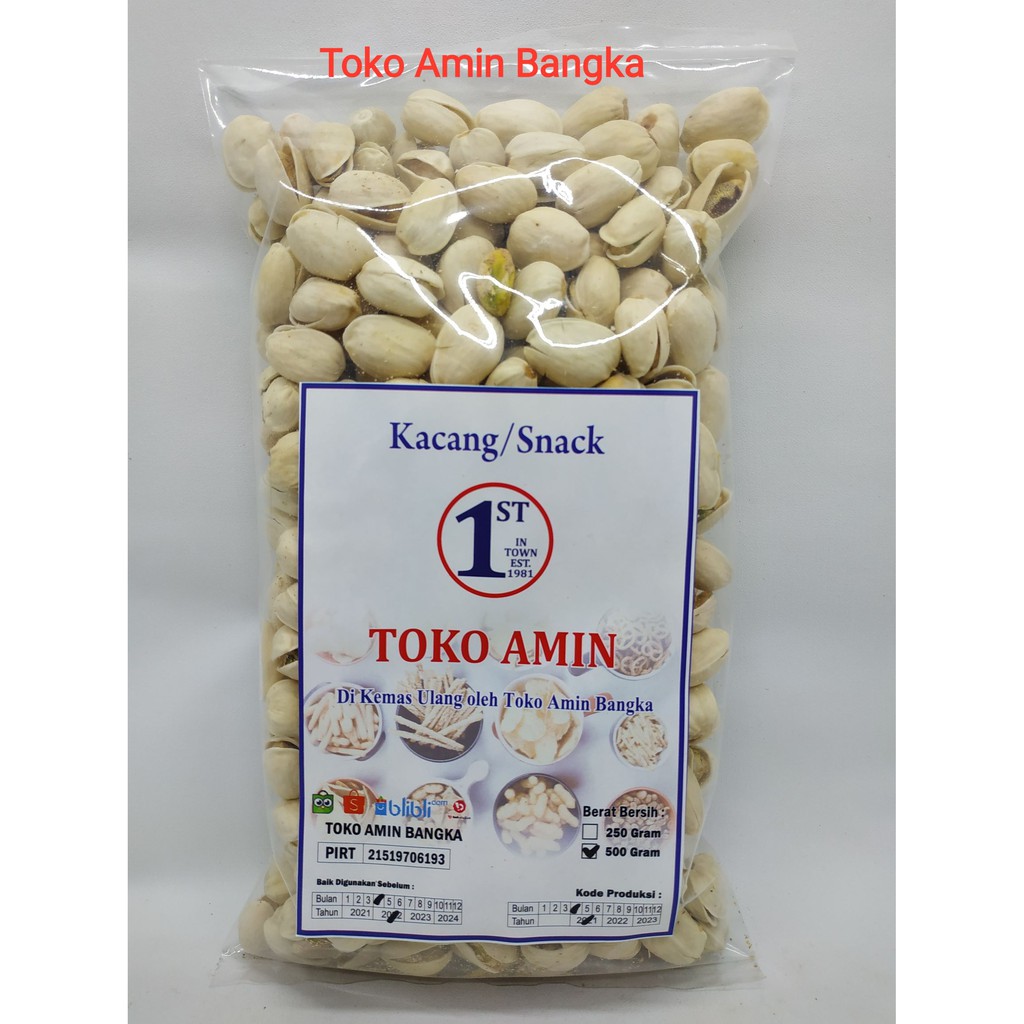

KACANG PISTACHIO KEMASAN 500 GRAM/KACANG AMERIKA/SNACK/CEMILAN
