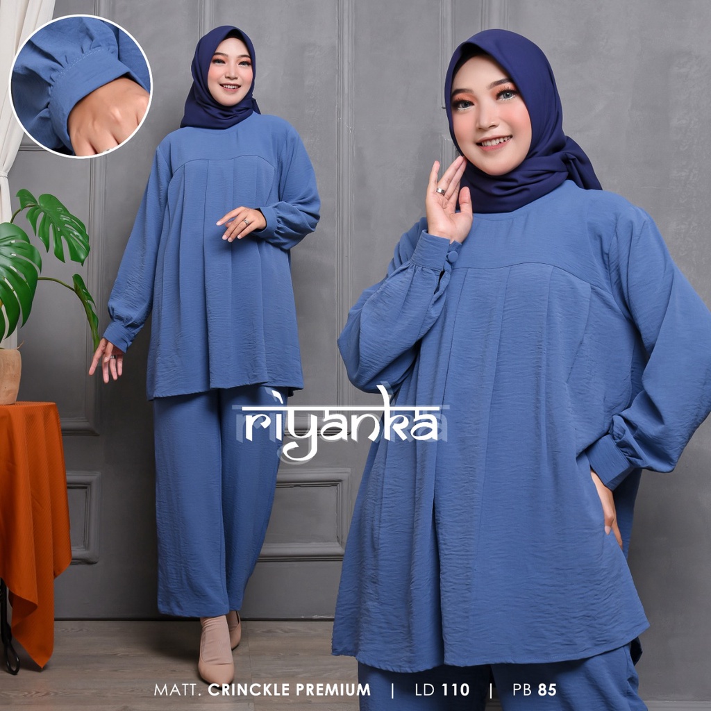RIYANKA ONESET // PAKAIAN WANITA // BAJU WANITA // SETELAN BAJU WANITA // CRINKLE  IMPORT LD 110 // 