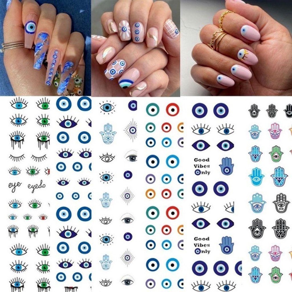 AUGUSTINA Agustina Stiker Nail Art Mata Wanita Fashion Geometri Ular Manikur Aksesoris Gaya India 3D Nail Decals