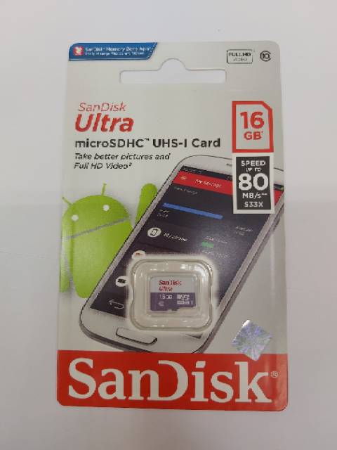 Memory Micro SD Ultra Sandisk 16gb Class 10 Speed 80 MBPS