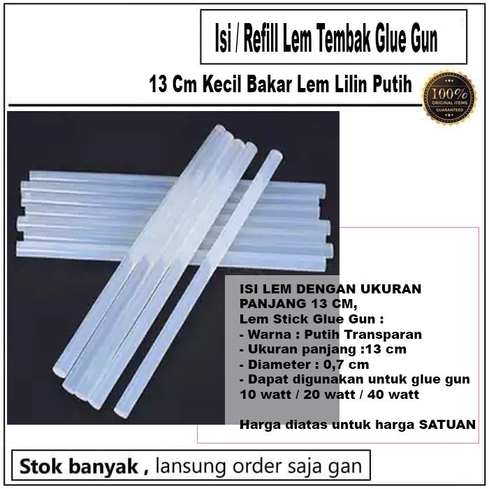 LM13- Isi Ulang 13 CM Lem Tembok Lilin Putih Bening/ Refill