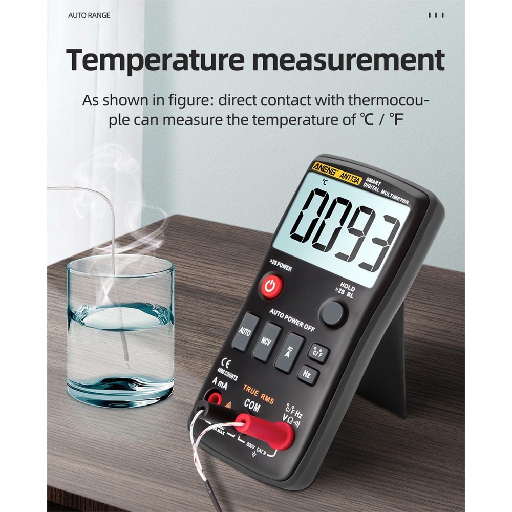 Solighter Digital Smart Multimeter ANENG AN113A 4000menghitungan True RMS AC/DC Transistor Pengukur Tegangan