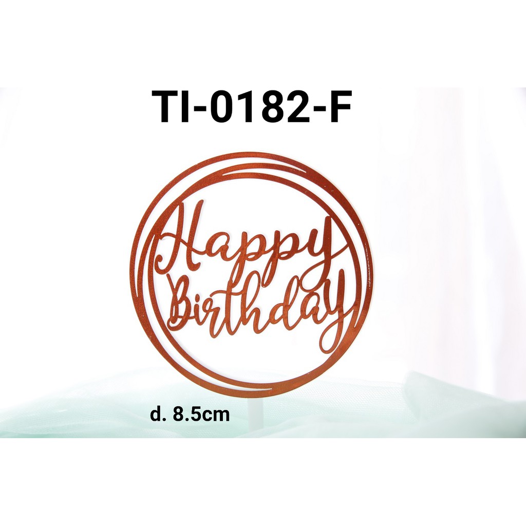 TI-0182-F Topper tulisan plastik happy birthday besar bulat orange yamama baking