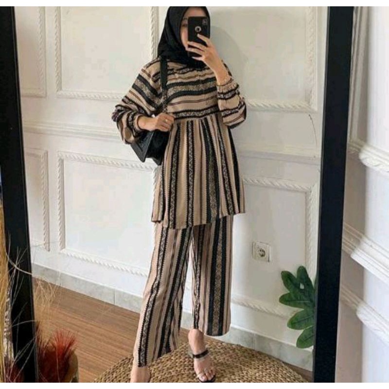 OMYRA ONE SET / KINAN LULU ESPANA LIVIA TARINA AVORA MADIA NACO ELINA ONE SET RAYON TIE DYE-Omyra moka