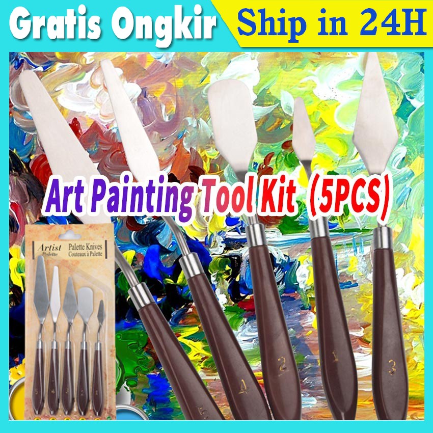 

5Pcs Pisau Palet / Painting Knife / Paint Knife / Spatula Dekorasi Kue Lukis Pallete knife