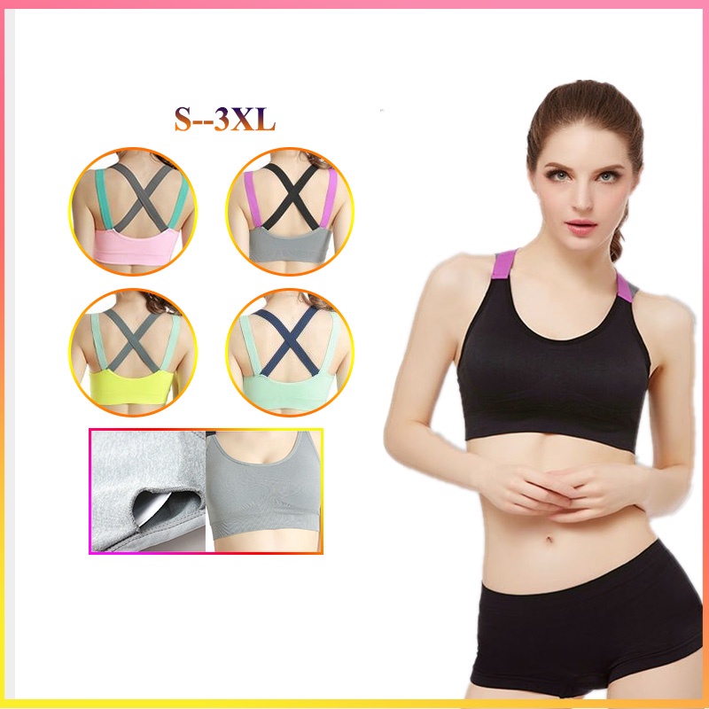 Sport bra wanita cross beauty back vest type gym bra seamless 2082