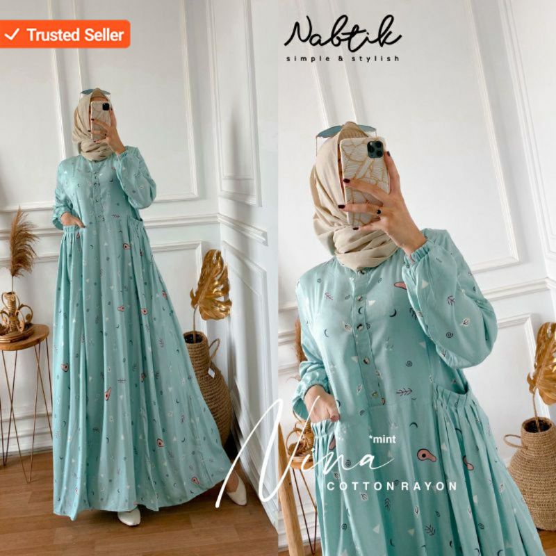 [RESTOCK UPDATE] Nina // Linda // Aksa Gamis Rayon Adem Jumbo Mayung Murah Dress Original Nabtik