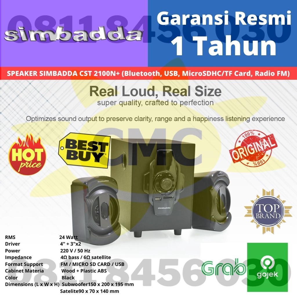 Speaker Simbadda CST 2100N+ Plus Music Player Bluetooth USB AUX