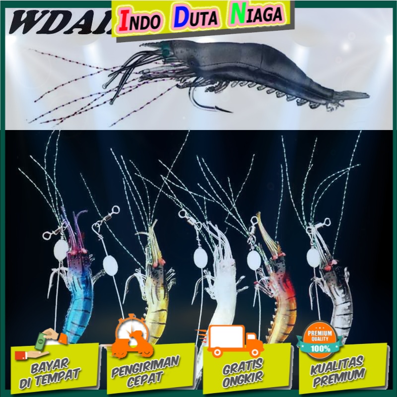 WDAIREN Umpan Pancing Udang Kecil Luminous Shrimp Soft Bait Lure