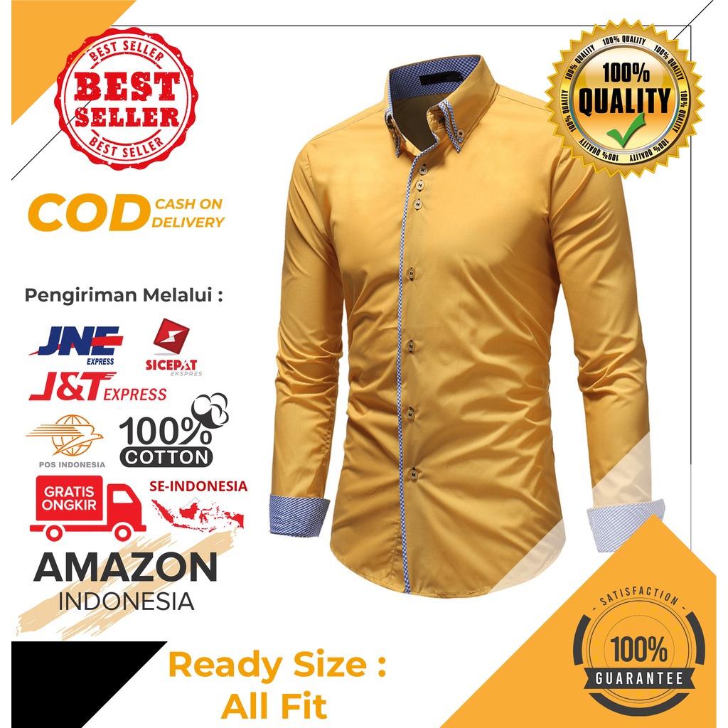 HEM PRIA ATASAN COWOK WARNA KUBUS KASUAL DAN KANTOR MODEL SLIM KATUN MELAR IMPORT ORIGINAL