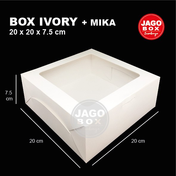 Box Kotak Dos Nasi Kue Snack Putih 20 x 20 x 7,5 cm Lubang Mika