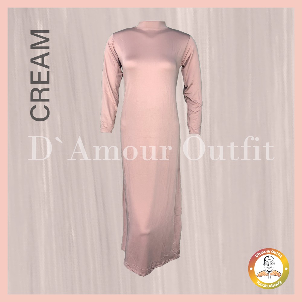 Baju Manset Gamis Tangan Panjang Wanita Kerah Leher Turtle Neck Polos Inner Long Dress Dalaman Gamis Perempuan Warna Kulit Bahan Rayon Spandek Kaos Daleman Cewe Hijab Dewasa Anak Pendek Mangset GAmis Atasan Cewek Jumbo Big Size LD 120 130 140 Premium
