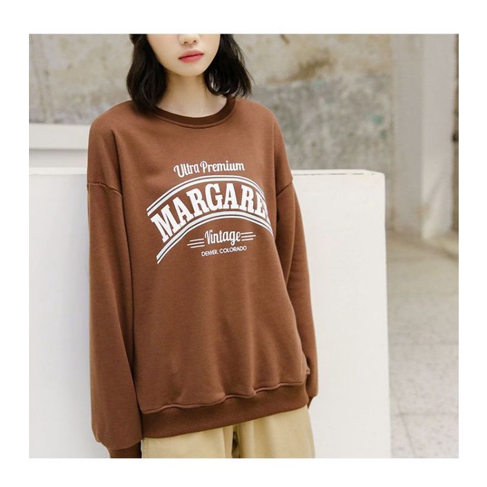 ANCW SWEETER PREMIUM CREWNECK SWEATER WANITA BARU MARGARET SWEATER BAHAN FLEECE KOREAN STYLE