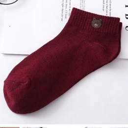 ELFYDO D070 Kaos Kaki Ankle Dewasa Kaus Kaki Motif Brown Bear Karakter Beruang Korea Unisex Murah-Maroon