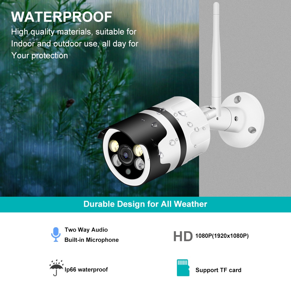 IP Kamera ColorVu V380 HD 1080P 8MP Outdoor Wifi Cctv Waterproof Wireless