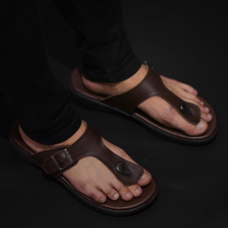 MUNSO BROWN (KULIT ASLI) |ManNeedMe x GREATA| Sandal Pria Casual Sendal Jepit ORIGINAL