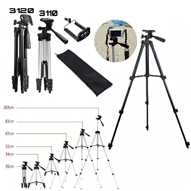 Weifeng Tripod Hp 3110/3120 Full Black 1 Meter Free Holder U +Tas - Stand Handphone Portable-4