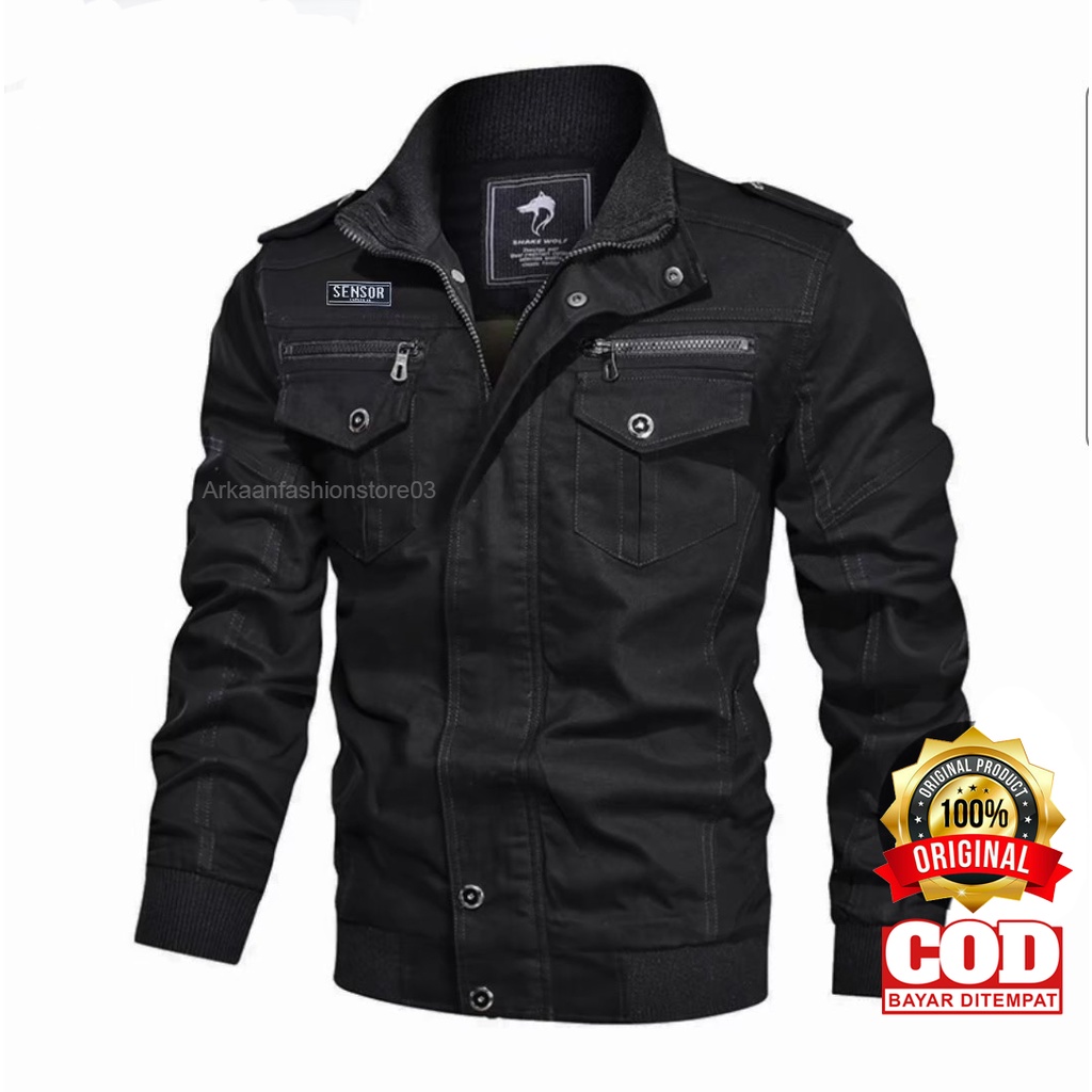 [ COD ] AKN JAKET BOMBER POLOS CANVAS PRIA / JAKET BOMBER SWIFT ORIGINAL SENSOR