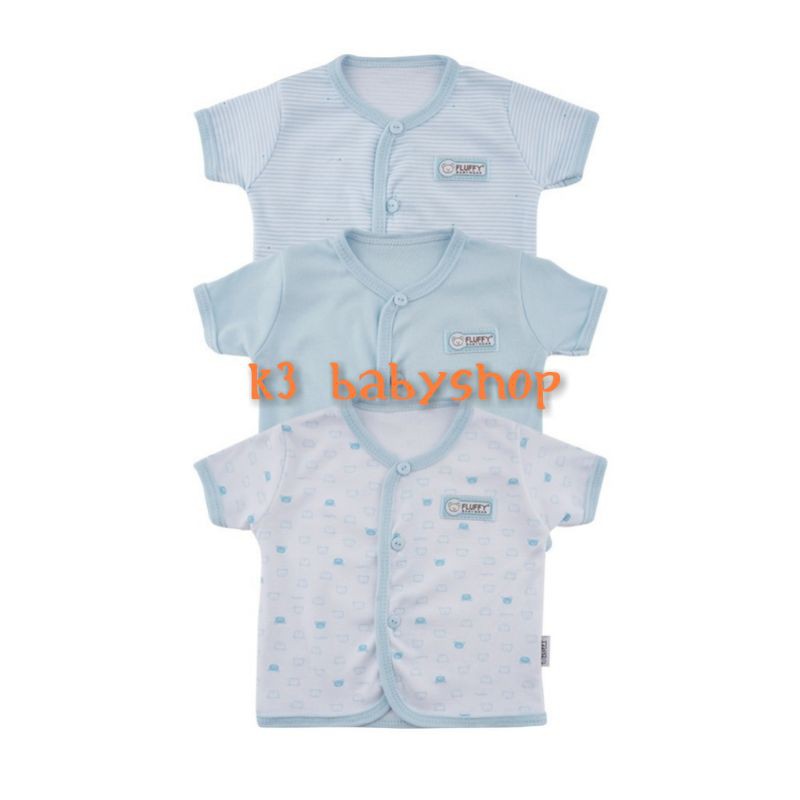 NB Baju Pendek Bis Fluffy Biru Blue baju bayi baru lahir SNI baju rumah