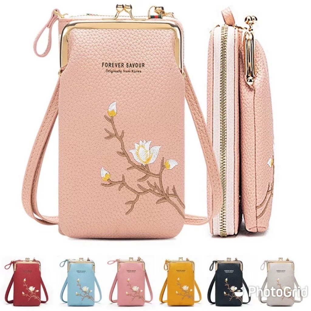 Tas Selempang HP Premium Bunga Bordir Mewah Embroidery Meychan Sakura