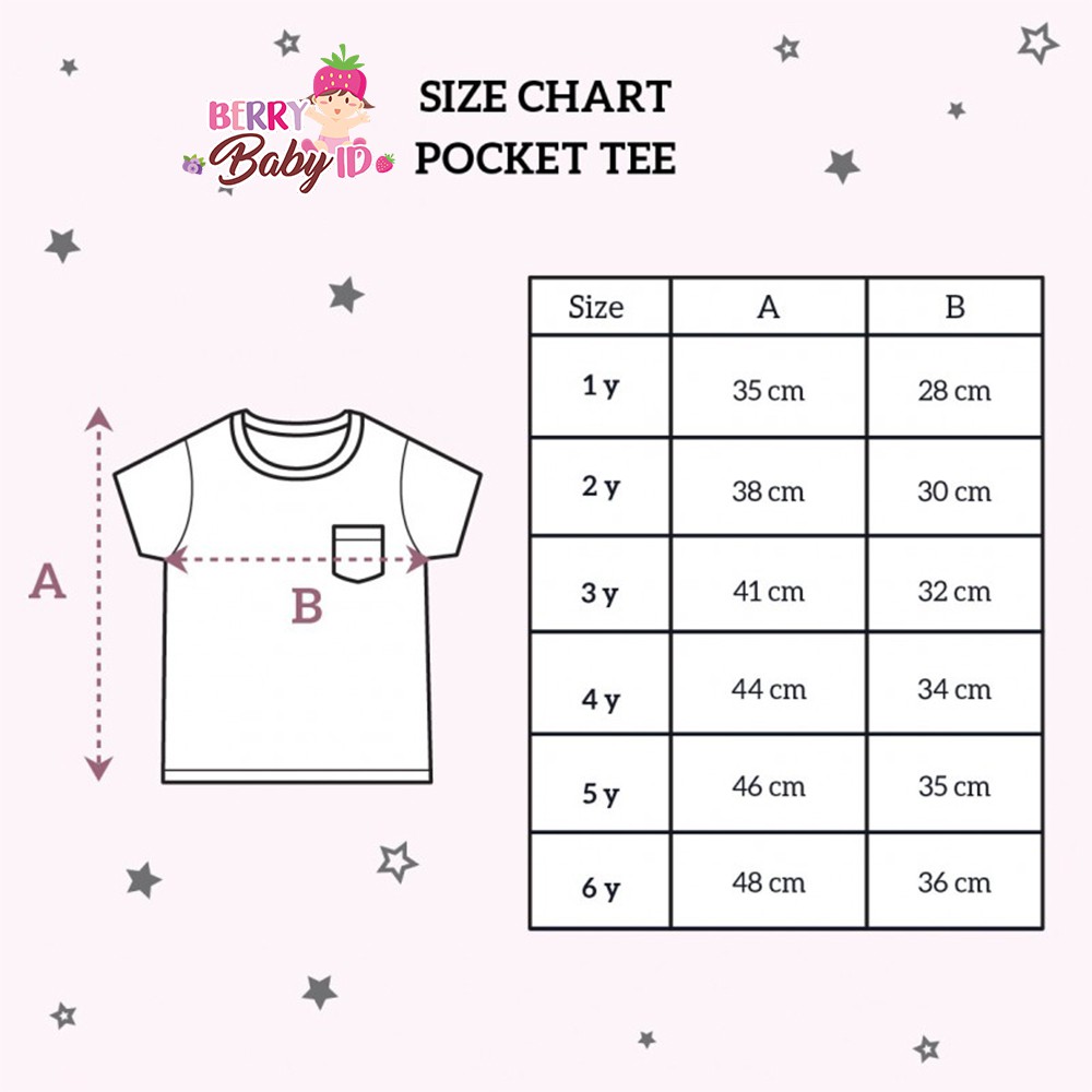 Little Palmerhaus Pocket Tee Baju Bayi Anak Perempuan 1-6 Tahun Premium Katun Berry Mart