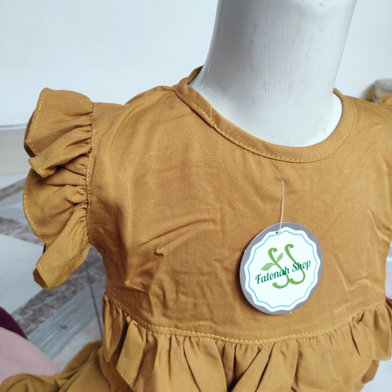 Setelan Anak 2 3 tahun baju anak cewek perempuan rempel ruffle viral rayon kawai