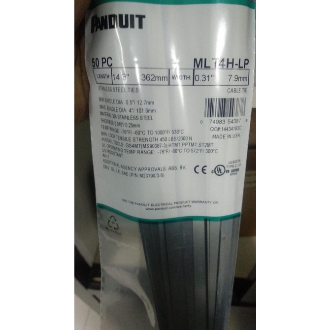 

Stainless Ties Mlt4H-Lp Panduit / Cable Ties Panduit Stainles 362Mm Terlaris