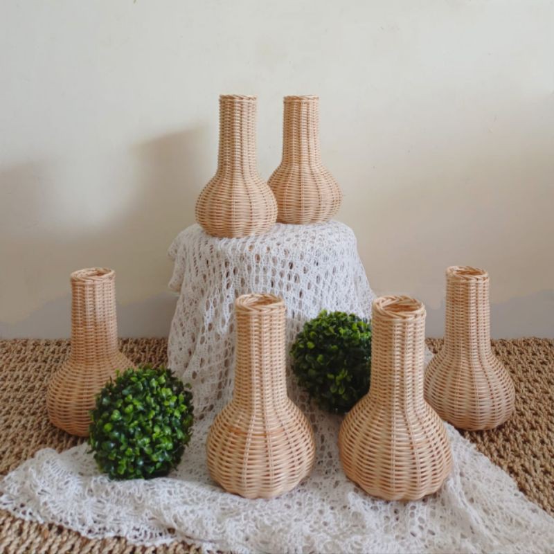 Pot Mini Tabung Tinggi Rotan