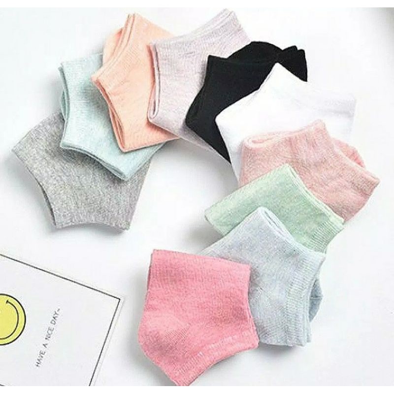 Kaos Kaki Polos Semata Kaki Ankle Cute Socks Short Sepatu Beruang Motif Bear Pendek Daisy Pastel KHS-1