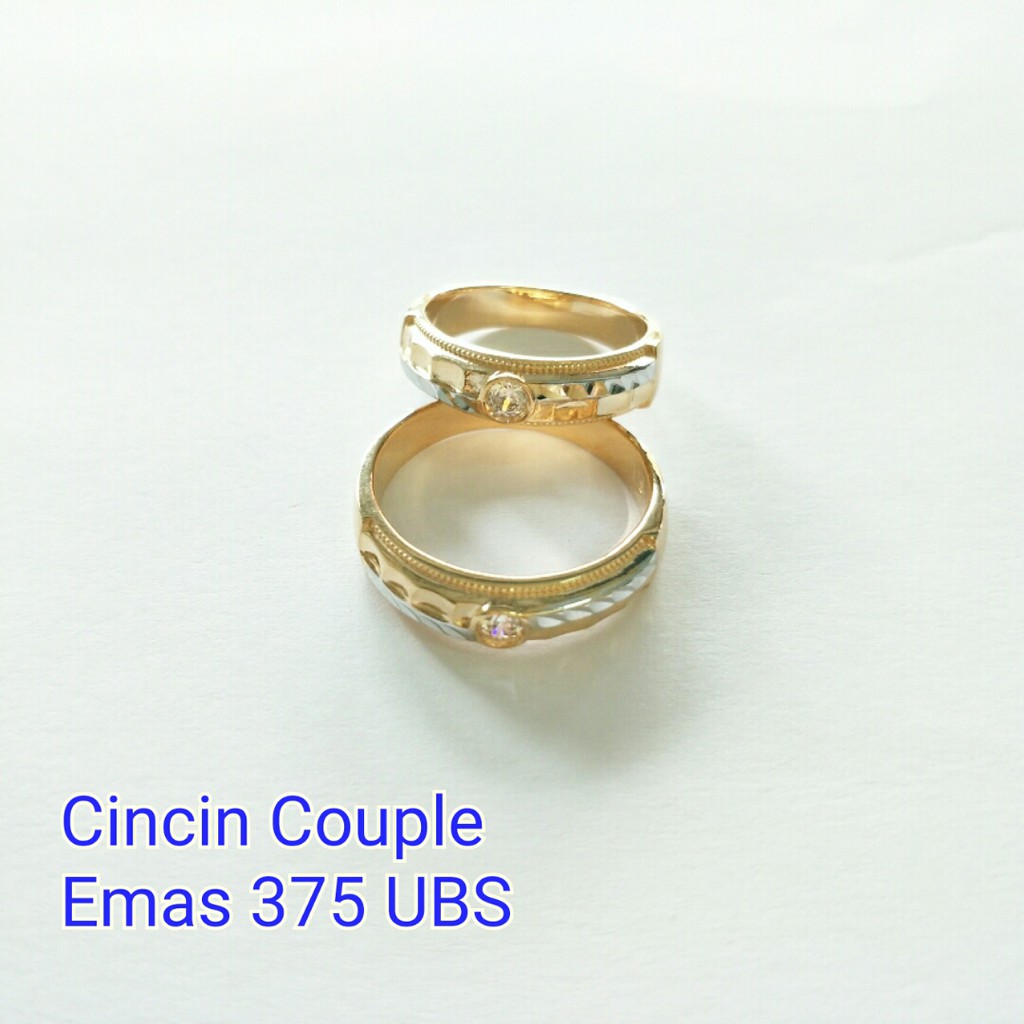 Cincin Emas UBS 375 Berat 2.61 & 2.86 gram. Cincin Kawin/Couple.