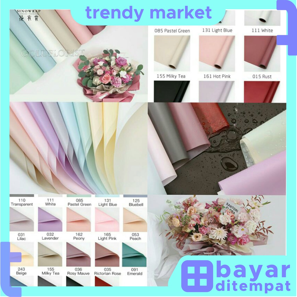

TRENDYMARKET Flower Wrapping Paper Kertas Buket Bunga Polos Korea Cellophane Waterproof KB01 / KB24 / KB30