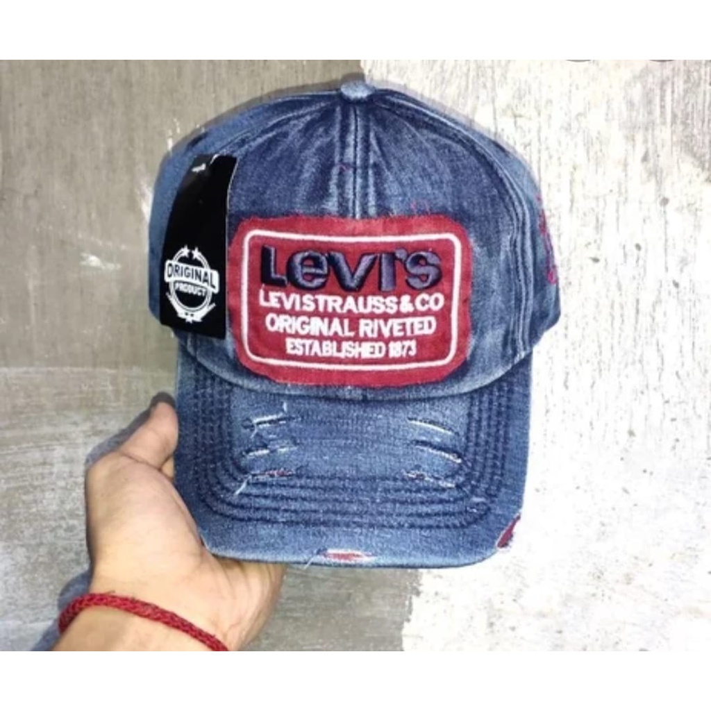Topi Levis Sobek Pria Topi Distro Kualitas Denim