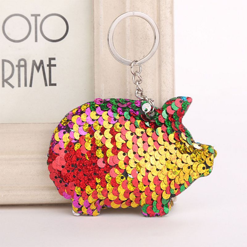 SIY  Key Ring Paillette Sequin Keys Storage Portable Pig Car Bag Decoration Key Chain