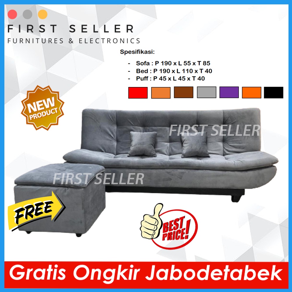 [FREE ONGKIR + PUFF] SOFABED FLUSH TOP / SOFA BED JASMINE PILLOW TOP SUPER NYAMAN MINIMALIS ORIGINAL