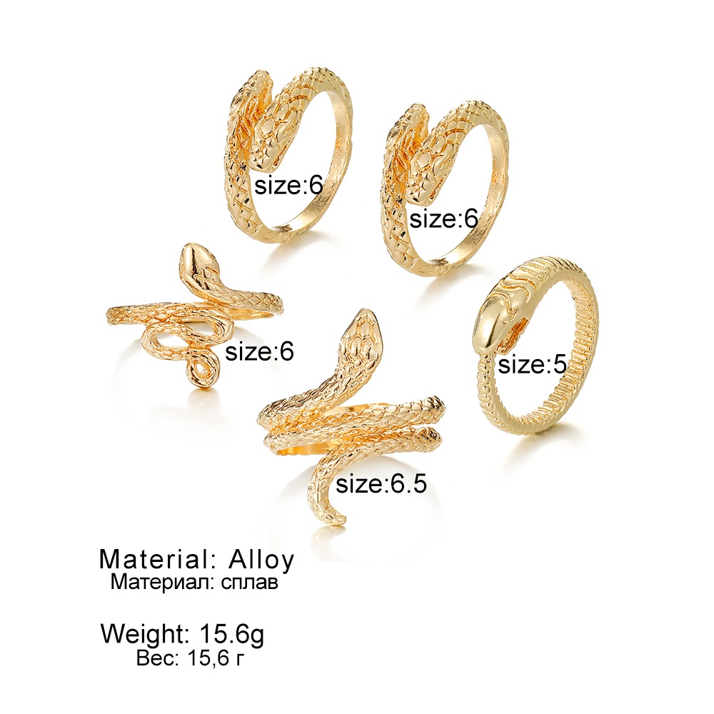 5pcs / Set Cincin Model Ular Untuk Wanita