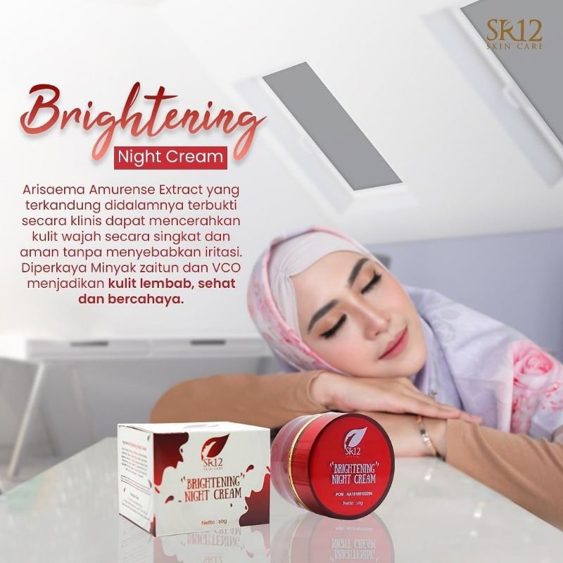 SR12 Krim Pemutih Wajah Brightening Day Night Cream Melembabkan Kulit Wajah BPOM