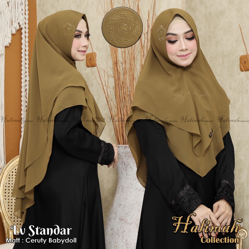 KHIMAR HIJAB CERUTY 2 LAYER PINGUIN / HIJAB STANDAR JUMBO DUA LAYER CERUTI BABY DOOL / KERUDUNG INST
