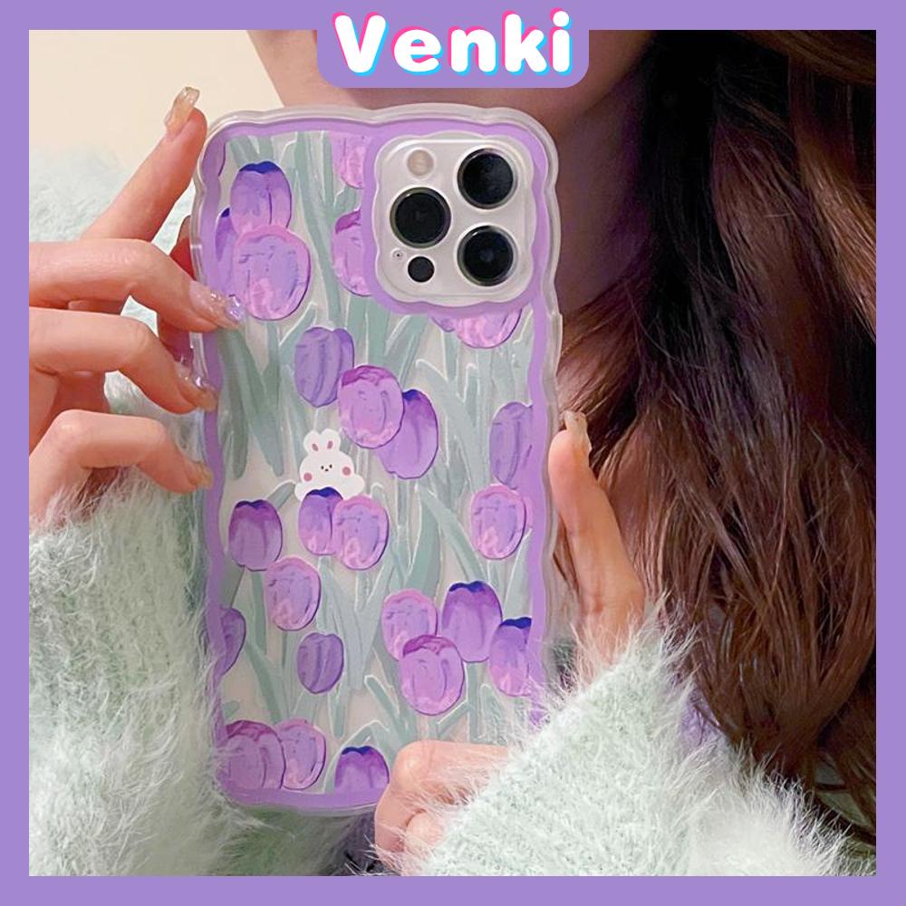 iPhone Case Silicone Soft Case Clear Case Wave Non-Slip Shockproof Camera Full Coverage Protection Purple Tulip For iPhone 13 Pro Max iPhone 12 Pro Max iPhone 11 iPhone 7 Plus