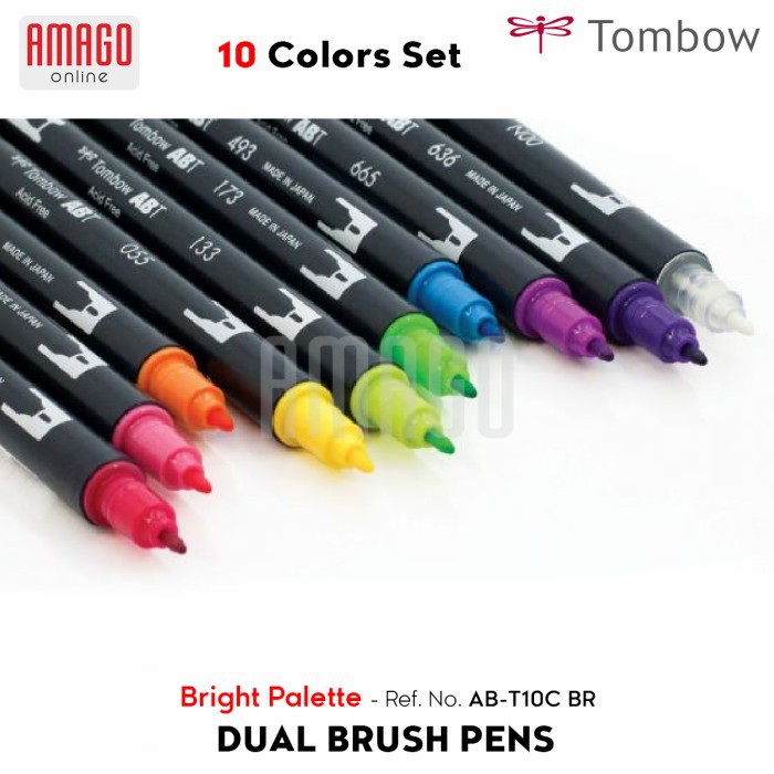 TOMBOW Dual Brush Pens - BRIGHT Palette of 10 colors - AB-T10C BR