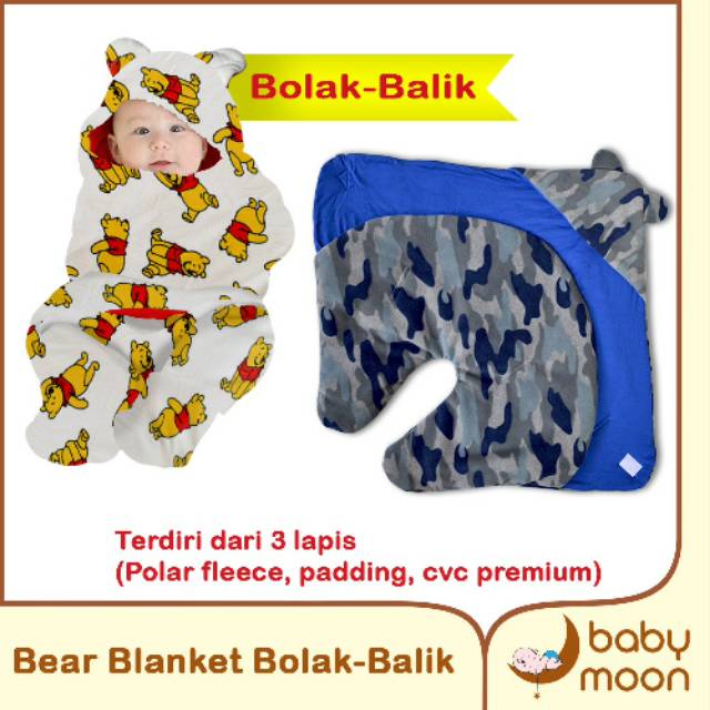 TERLARISSS BEAR BLANKET BABY BOLAK BALIK DITA , SELIMUT BAYI BOLBAK LEMBUT