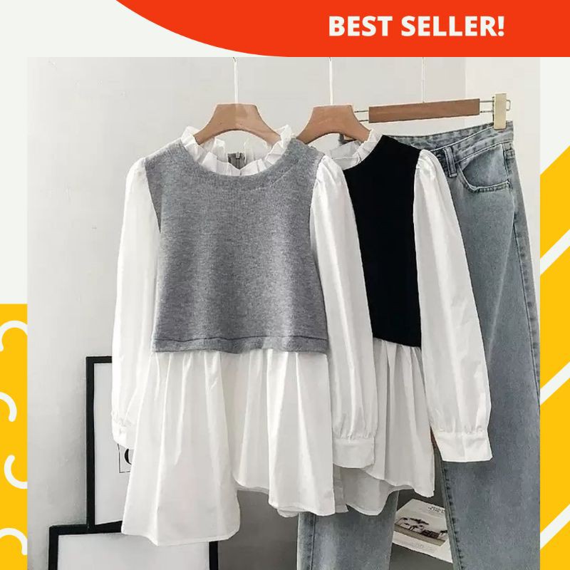 AMANDA BLOUSE | BLOUSE WANITA BLOUSE KOREAN STYLE BLOUSE PUTIH BLOUSE KOREA ATASAN MUSLIM WANITA