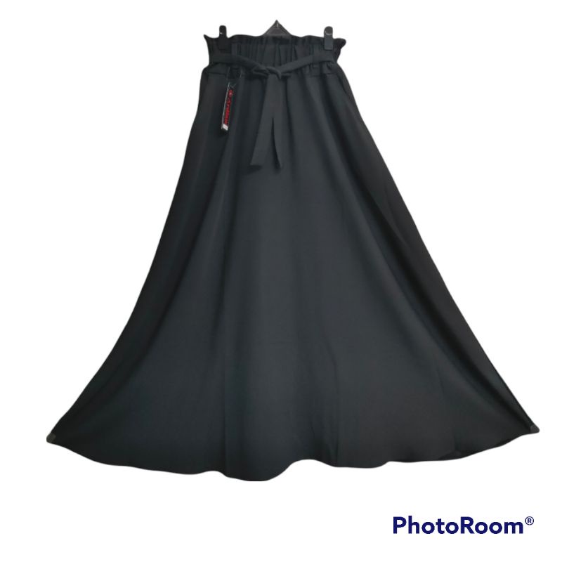 Rok payung polos panjang  bahan jetblack/rok hitam premium/rok lebar/rok wanita bahan jetblack