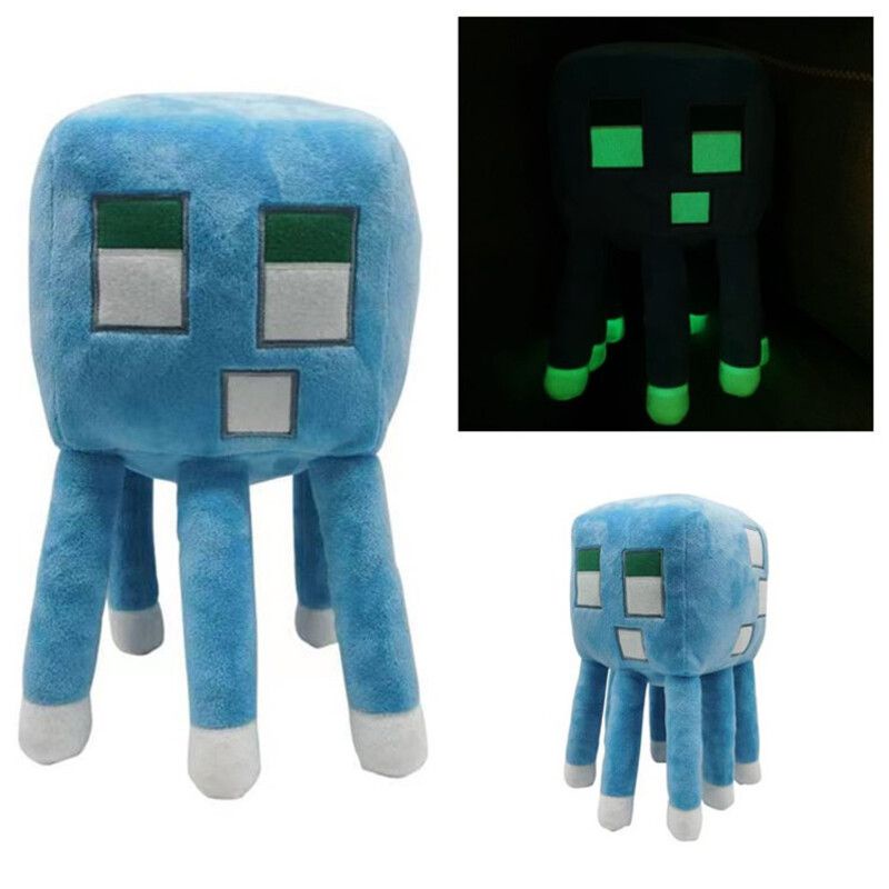 New 30cm/11.8in Minecraft Luminous Octopus Plush Toy Soft Stuffed Doll Animals Kids Gifts