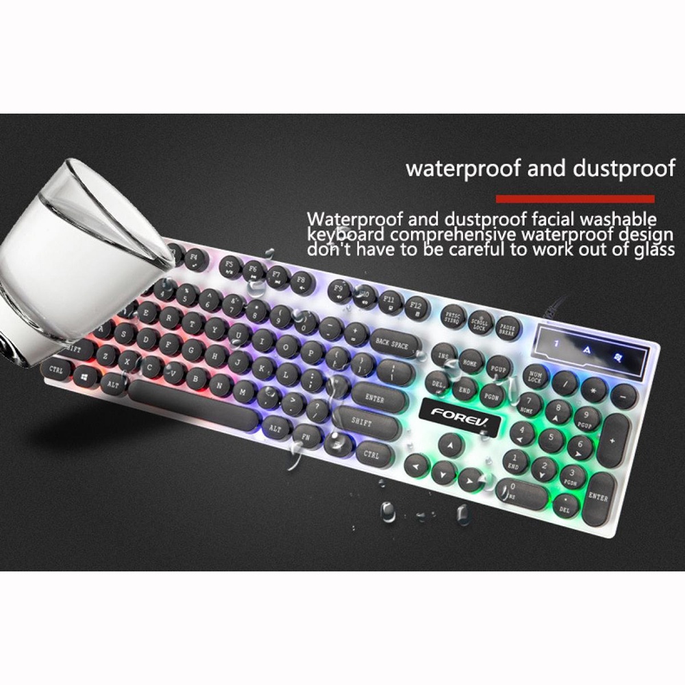 FOREV Gaming Keyboard LED RGB Arabic Letter with Mouse - FV-Q90 - Black