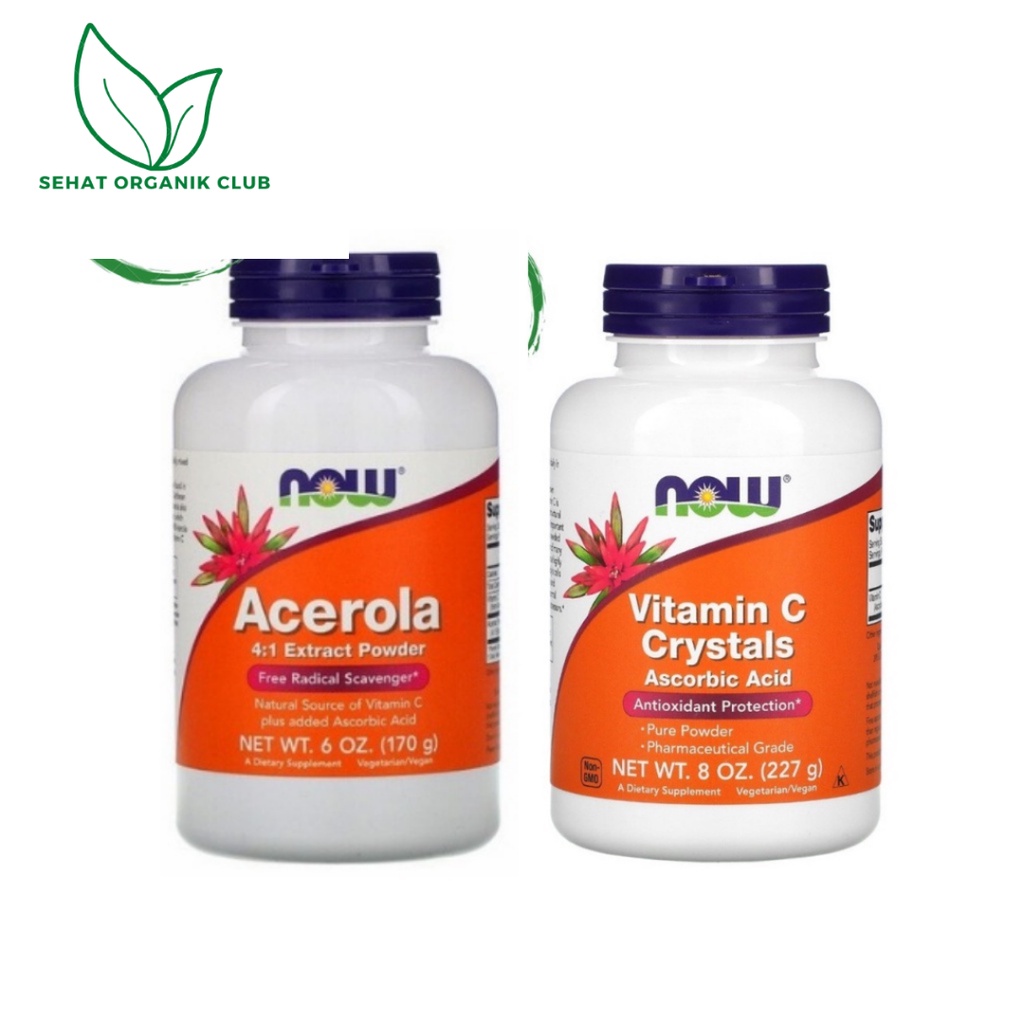 Now Foods Acerola 4:1 Extract 170 g ascorbic acid ; Now Foods Vitamin C Crystals 227 g - Vitamin C P