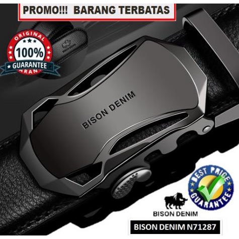 Ikat Pinggang Pria Kulit Asli Bison Denim Original Strap Auto Buckle